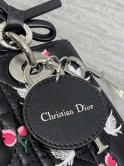 Uubags Dioramour Small Lady Dior Chain Bag Mini Doves & Roses Embroidery Cannage Lambskin Black 20x17x8cm - 6
