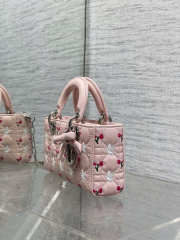Uubags Dioramour Mini Lady D-Joy Bag Multicolor Doves & Roses Embroidery Cannage Lambskin Light Pink 19x10.5x5.5cm - 6