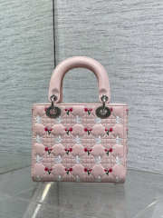 Uubags Dioramour Small Lady Dior Chain Bag Mini Doves & Roses Embroidery Cannage Lambskin Light Pink 20x17x8cm - 4