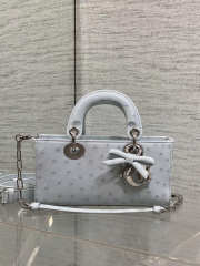 Uubags Dior Mini Lady D-Joy Bag Baby Blue Ostrich Leather with Strap 22cm - 4