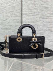 Uubags Dior Mini Lady D-Joy Bag Black Ostrich Leather with Strap 22cm 22cm - 1