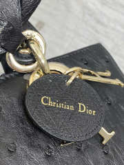 Uubags Dior Mini Lady D-Joy Bag Black Ostrich Leather with Strap 22cm 22cm - 2