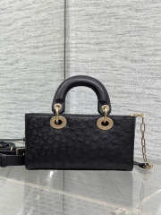 Uubags Dior Mini Lady D-Joy Bag Black Ostrich Leather with Strap 22cm 22cm - 3