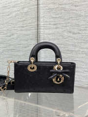 Uubags Dior Mini Lady D-Joy Bag Black Ostrich Leather with Strap 22cm 22cm - 4
