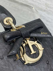 Uubags Dior Mini Lady D-Joy Bag Black Ostrich Leather with Strap 22cm 22cm - 5