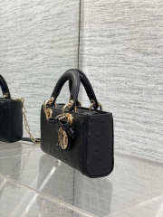 Uubags Dior Mini Lady D-Joy Bag Black Ostrich Leather with Strap 22cm 22cm - 6