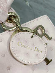 Uubags Dior Mini Lady D-Joy Bag Soupir Pink Ostrich Leather with Strap 22cm - 3