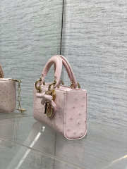 Uubags Dior Mini Lady D-Joy Bag Soupir Pink Ostrich Leather with Strap 22cm - 5