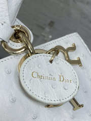 Uubags Dior Mini Lady D-Joy Bag White Ostrich Leather with Strap 22cm - 6