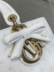Uubags Dior Mini Lady D-Joy Bag White Ostrich Leather with Strap 22cm - 4