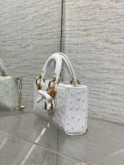 Uubags Dior Mini Lady D-Joy Bag White Ostrich Leather with Strap 22cm - 3