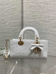 Uubags Dior Mini Lady D-Joy Bag White Ostrich Leather with Strap 22cm - 2