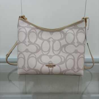 Uubags Coach Laurel Shoulder Bag In Sketch Signature Canvas Gold/Beige 28x18x11cm