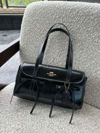 Uubags Coach Bridget Flap Shoulder Bag With Bows Gold/Black 34.5x12x16cm