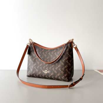 Uubags Coach Laurel Bag In Signature Canvas Gold/Walnut/Brown 28.5x24x9cm