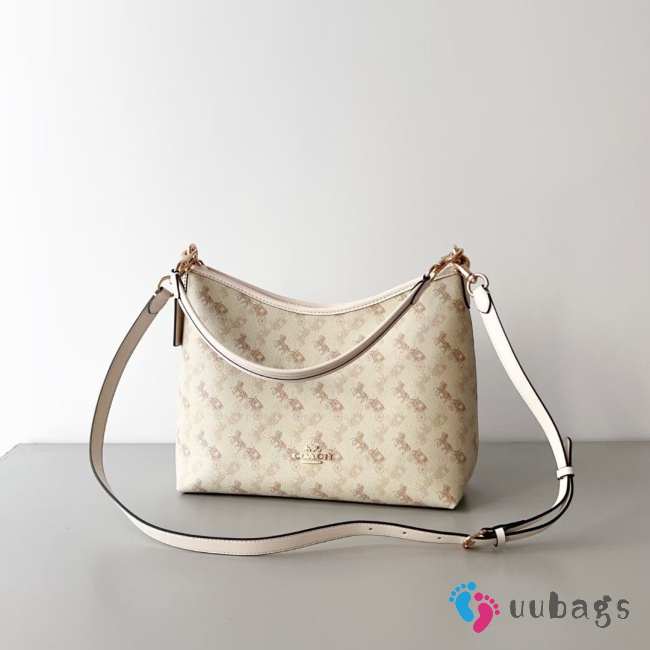 Uubags Coach Laurel Horse and Carriage Print Shoulder Bag Gold/White 28.5x24x9cm - 1