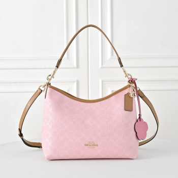Uubags Coach Laurel Large Bag In Signature Canvas Gold/Walnut/Pink 31x23.5x10.5cm
