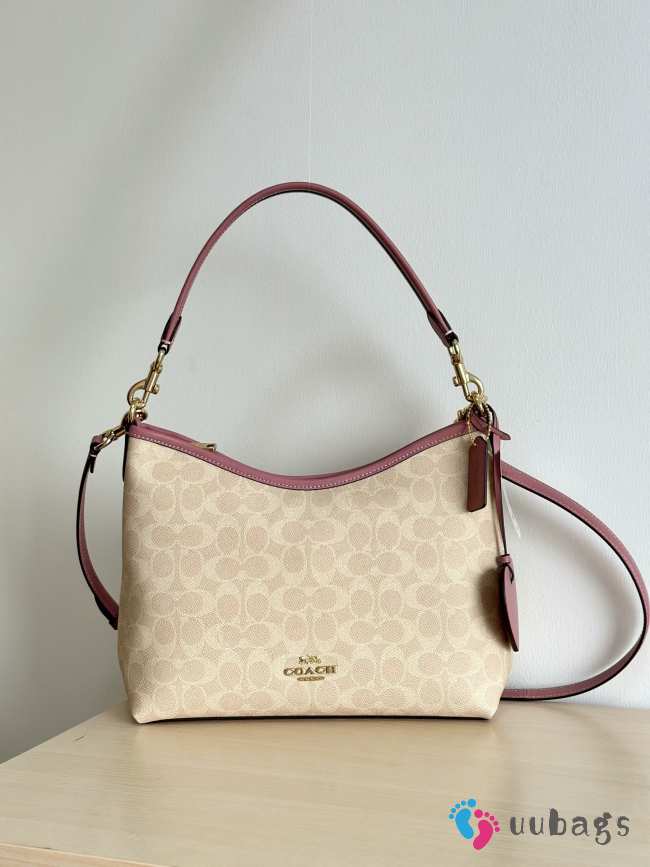 Uubags Coach Laurel Shoulder Bag In Signature Canvas With Heart Charm 31x23.5x10.5cm - 1