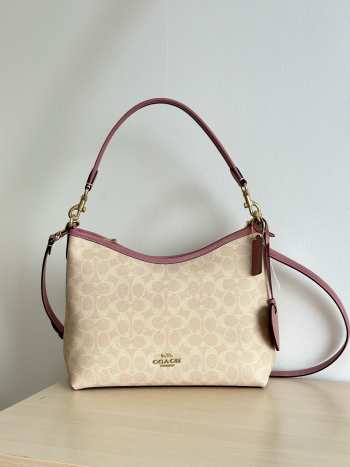 Uubags Coach Laurel Shoulder Bag In Signature Canvas With Heart Charm 31x23.5x10.5cm