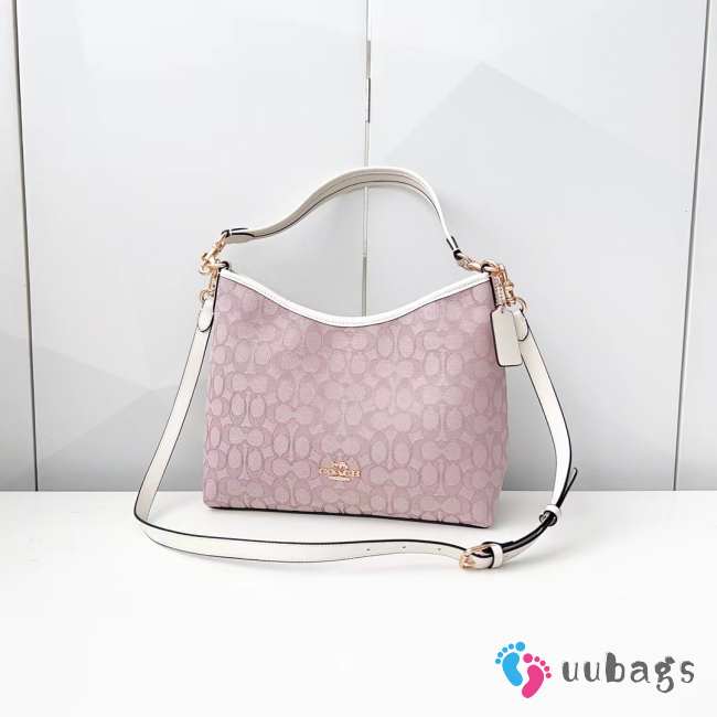 Uubags Coach Laurel Shoulder Bag In Signature Canvas White/Pink 28x18x11cm - 1