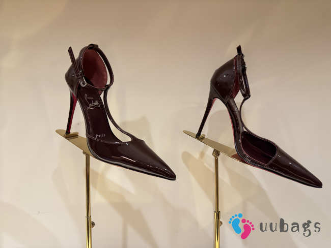 Uubags Christian Louboutin Kate patent leather pumps in brown 10cm - 1
