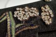 Uubags Chanel classic bag 11.12 embroidered denim, crystal embellishments, rhinestones & gold-colored metal accents black, gold & green 15.5x25.5x6.5cm - 5
