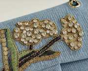 Uubags Chanel classic bag 11.12 embroidered denim, crystal embellishments, rhinestones & gold-colored metal accents blue, gold & green 15.5x25.5x6.5cm - 6