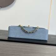 Uubags Chanel classic bag 11.12 embroidered denim, crystal embellishments, rhinestones & gold-colored metal accents blue, gold & green 15.5x25.5x6.5cm - 3