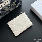 Uubags Lady Dior Dahlia Wallet White and Black Two-Tone Cannage Lambskin 12x9x2cm - 3