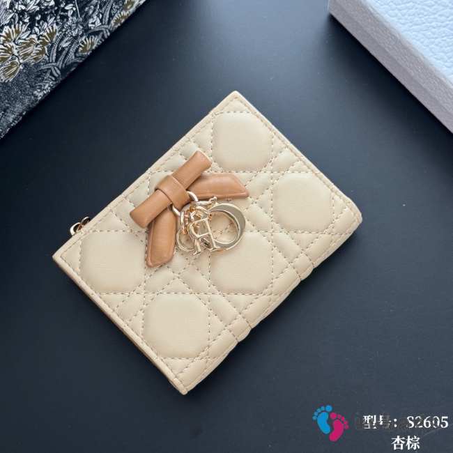 Uubags Lady Dior Dahlia Wallet Beige and Light Brown Two-Tone Cannage Lambskin 12x9x2cm - 1