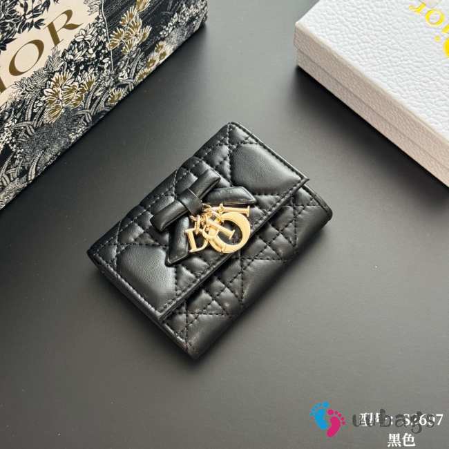 Uubags Lady Dior Glycine Wallet Black Cannage Lambskin 11x7.5x3cm - 1