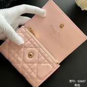 Uubags Lady Dior Glycine Wallet Pale Pink Cannage Lambskin 11x7.5x3cm - 5