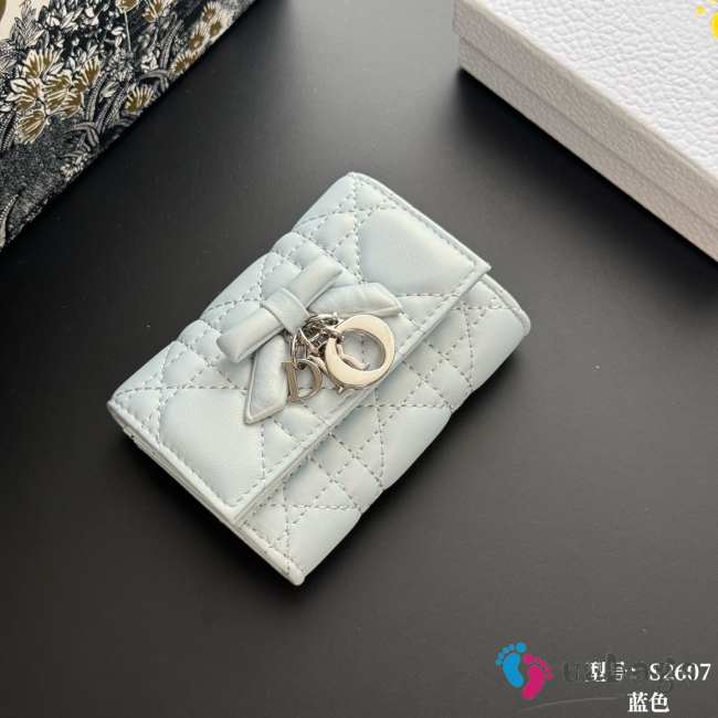 Uubags Lady Dior Glycine Wallet Light Blue Cannage Lambskin 11x7.5x3cm - 1