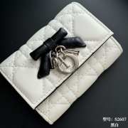 Uubags Lady Dior Glycine Wallet White & Black Cannage Lambskin 11x7.5x3cm - 6