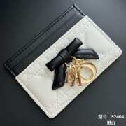 Uubags Lady Dior Freesia Card Holder Two-Tone White and Black Cannage Lambskin 10.5x8x0.5cm - 3