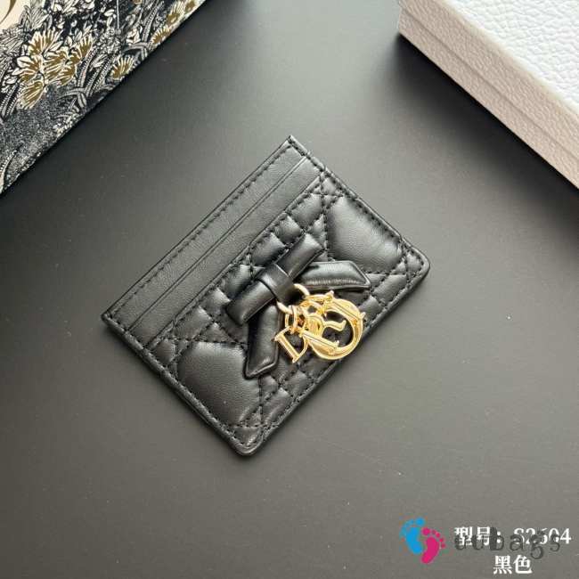 Uubags Lady Dior Freesia Card Holder Black Cannage Lambskin 10.5x8x0.5cm - 1