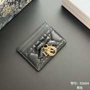 Uubags Lady Dior Freesia Card Holder Black Cannage Lambskin 10.5x8x0.5cm - 1