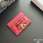 Uubags Lady Dior Freesia Card Holder Red Cannage Lambskin 10.5x8x0.5cm - 1