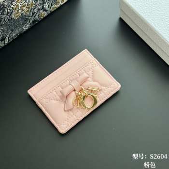 Uubags Lady Dior Freesia Card Holder Pale Pink Cannage Lambskin 10.5x8x0.5cm