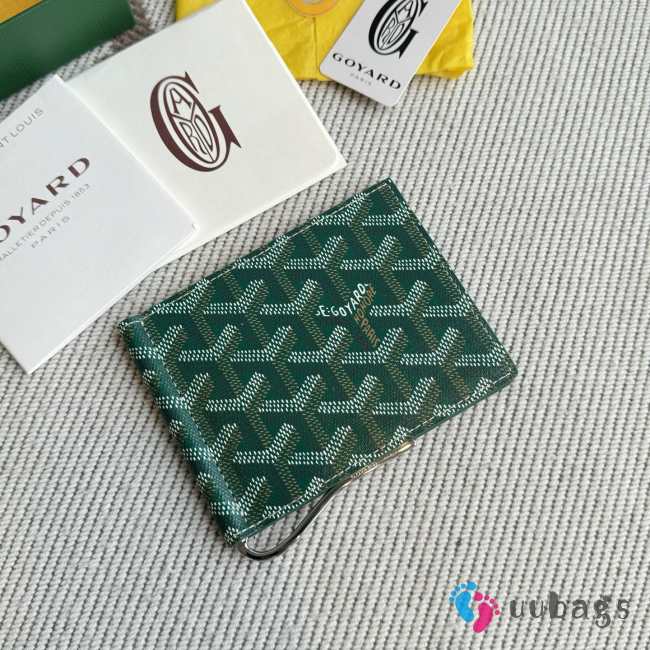 Uubags Goyard Saint-Thomas Bifold Money Clip Card Holder Goyardine Canvas Green 11x2x9cm - 1