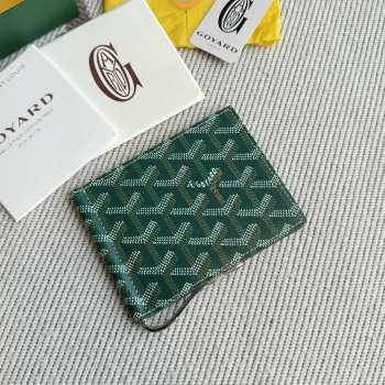 Uubags Goyard Saint-Thomas Bifold Money Clip Card Holder Goyardine Canvas Green 11x2x9cm
