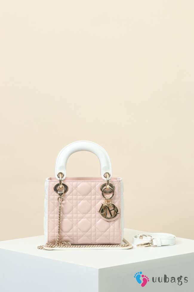 Uubags Mini Lady Dior Bag Powder Pink & White Cannage Lambskin 17x15x7cm - 1