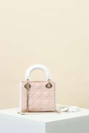 Uubags Mini Lady Dior Bag Powder Pink & White Cannage Lambskin 17x15x7cm - 4