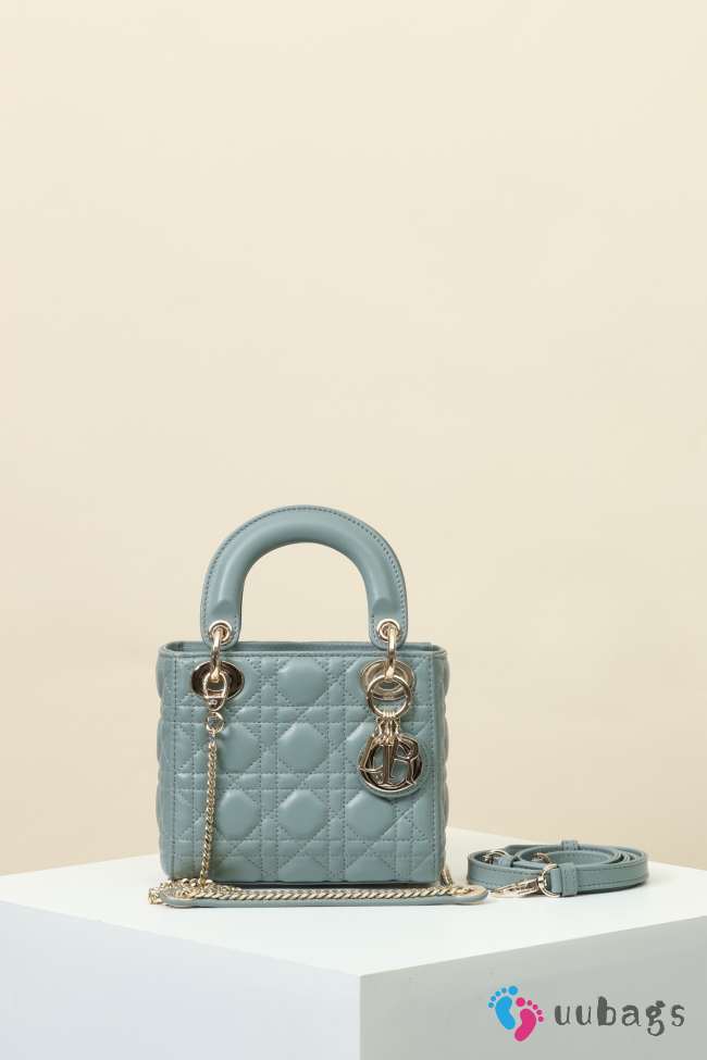Uubags Mini Lady Dior Bag Tourmaline Blue Cannage Lambskin 17x15x7cm - 1