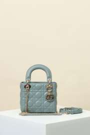 Uubags Mini Lady Dior Bag Tourmaline Blue Cannage Lambskin 17x15x7cm - 1