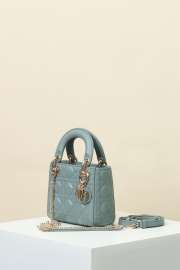 Uubags Mini Lady Dior Bag Tourmaline Blue Cannage Lambskin 17x15x7cm - 6