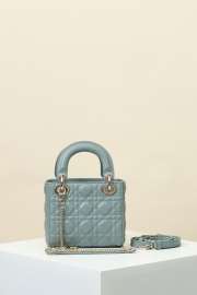 Uubags Mini Lady Dior Bag Tourmaline Blue Cannage Lambskin 17x15x7cm - 4