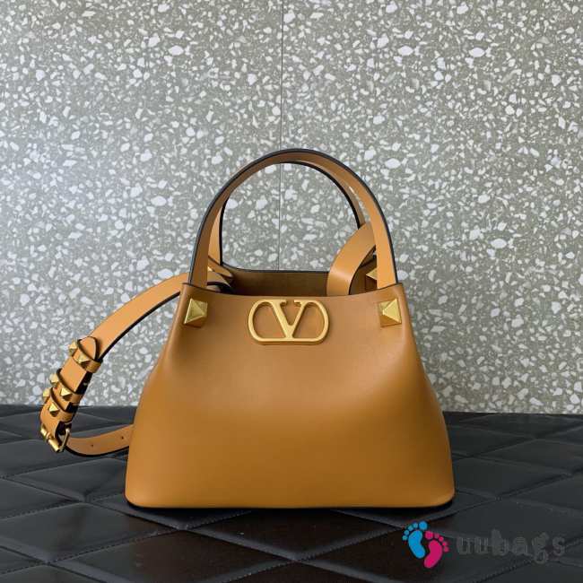 Uubags Valentino Garavani Small Soft Leather Shopping Bag In Hazelnut 25x15x17.5cm - 1