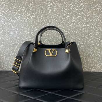 Uubags Valentino Garavani Medium Soft Leather Shopping Bag In Black 35x25x16cm