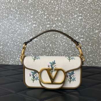 Uubags Valentino Garavani Locò Small Linen Bag With Embroidery Natural/Multicolor 20x11x5cm